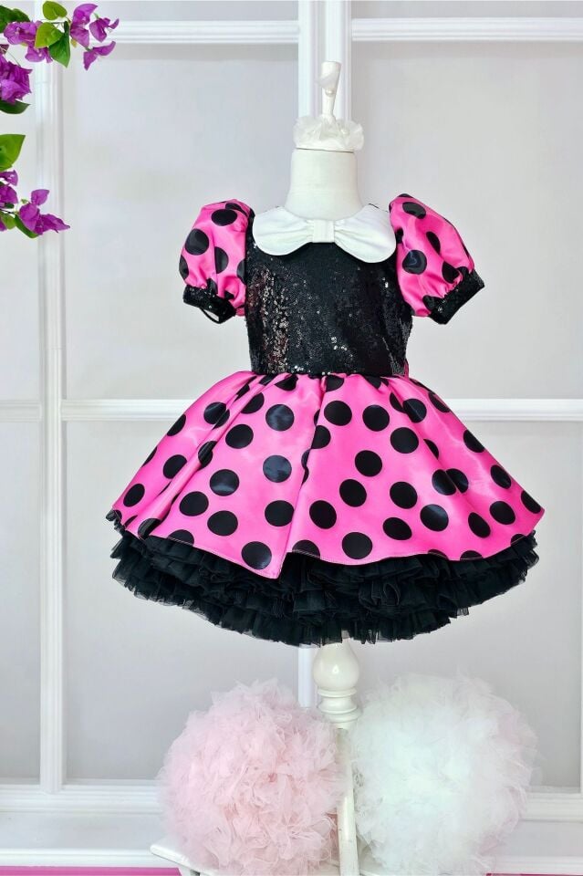 Payet işlemeli Minie Mouse Elbise