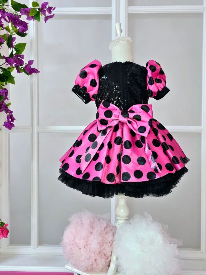 Payet işlemeli Minie Mouse Elbise