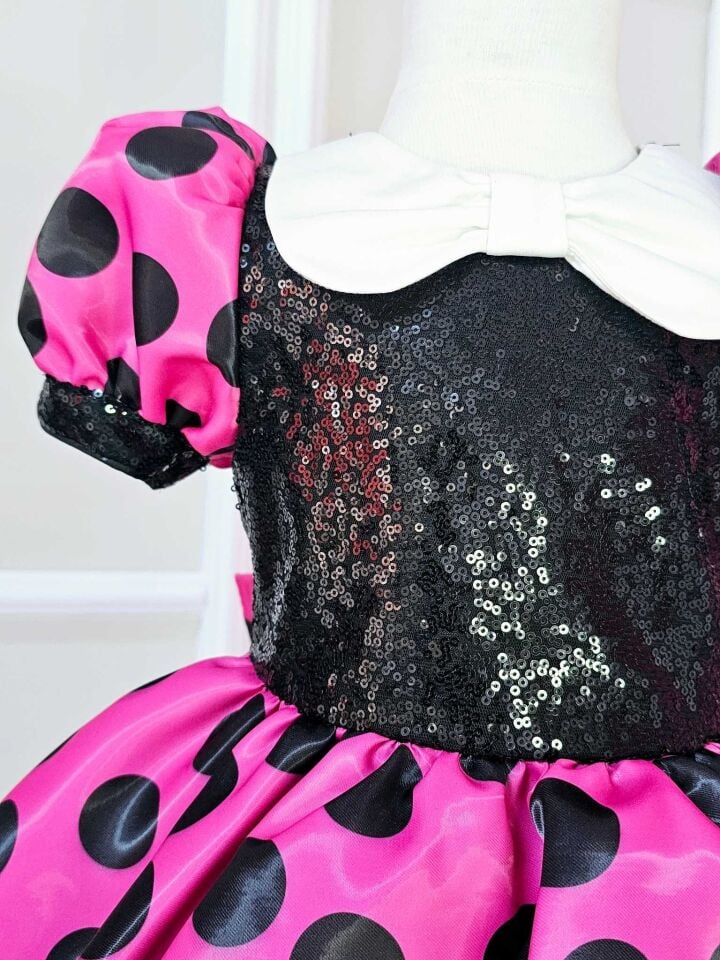 Payet işlemeli Minie Mouse Elbise