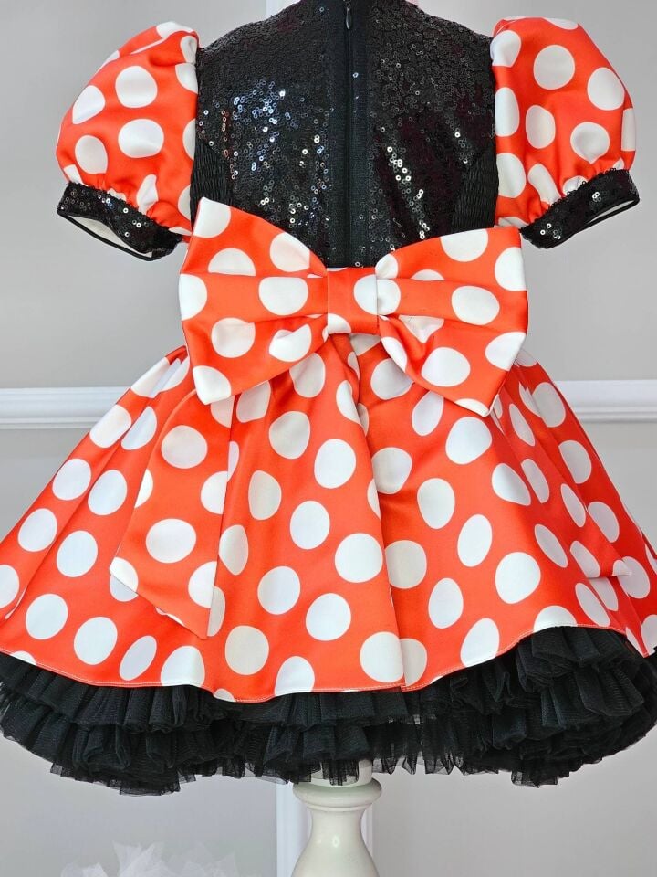 Payet işlemeli Minie Mouse Elbise