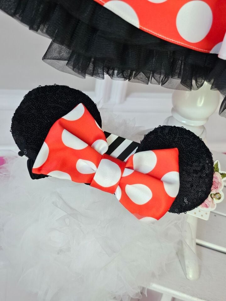 Payet işlemeli Minie Mouse Elbise