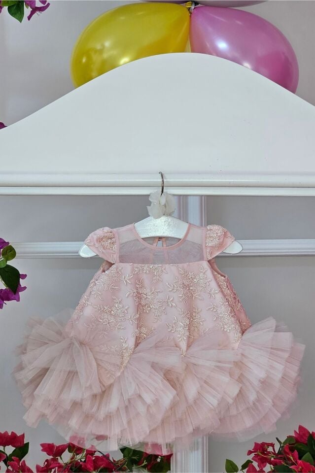 Pembe Tütülü Bebe Elbise
