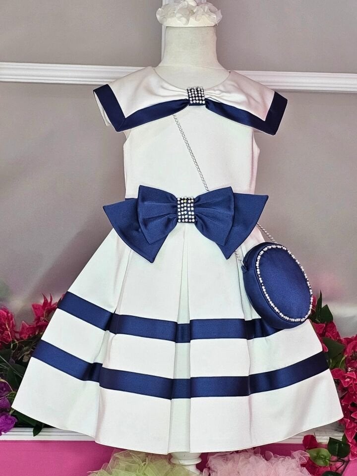 Saten Marine elbise