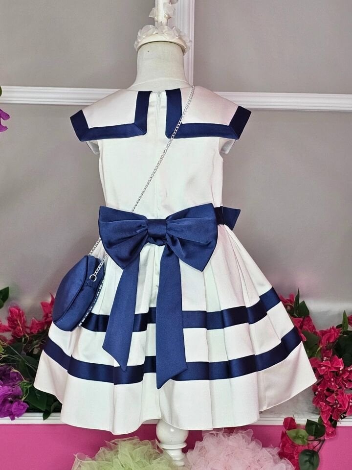 Saten Marine elbise